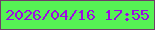 文字の大きさ：2、枠の色：6f3f68、背景の色：56f354、文字の色：9d09e4 無料ブログパーツのブログ時計