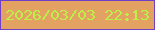文字の大きさ：2、枠の色：6f3fc8、背景の色：e4a262、文字の色：bdee49 無料ブログパーツのブログ時計