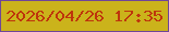 文字の大きさ：5、枠の色：6f4698、背景の色：cbb31b、文字の色：be350c 無料ブログパーツのブログ時計