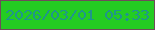 文字の大きさ：4、枠の色：6f4c5a、背景の色：24cc22、文字の色：1f958c 無料ブログパーツのブログ時計