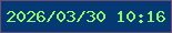 文字の大きさ：4、枠の色：6f4e74、背景の色：043974、文字の色：8ef86f 無料ブログパーツのブログ時計