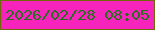 文字の大きさ：4、枠の色：6f6a07、背景の色：f623bd、文字の色：256f1f 無料ブログパーツのブログ時計