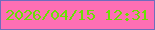文字の大きさ：3、枠の色：6f6cbd、背景の色：fe6fb4、文字の色：69e003 無料ブログパーツのブログ時計