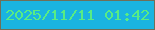 文字の大きさ：4、枠の色：6f6f58、背景の色：1ab4e0、文字の色：58ec84 無料ブログパーツのブログ時計