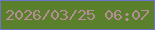 文字の大きさ：1、枠の色：6f73cc、背景の色：5a802c、文字の色：b78c99 無料ブログパーツのブログ時計