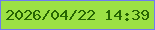 文字の大きさ：5、枠の色：6f7bf1、背景の色：9ce145、文字の色：266602 無料ブログパーツのブログ時計