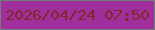 文字の大きさ：3、枠の色：6f7f7c、背景の色：a02e9c、文字の色：802728 無料ブログパーツのブログ時計