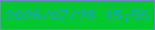 文字の大きさ：5、枠の色：6f87c7、背景の色：00c82d、文字の色：209ec3 無料ブログパーツのブログ時計
