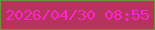 文字の大きさ：5、枠の色：6f9238、背景の色：b5345b、文字の色：ff23cd 無料ブログパーツのブログ時計