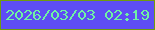 文字の大きさ：3、枠の色：6f9c0d、背景の色：5e4df5、文字の色：6ff3a4 無料ブログパーツのブログ時計
