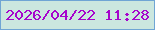 文字の大きさ：3、枠の色：6fa5d4、背景の色：cbe7df、文字の色：a605cc 無料ブログパーツのブログ時計