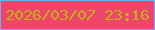 文字の大きさ：4、枠の色：6facfd、背景の色：ee4568、文字の色：bcb515 無料ブログパーツのブログ時計