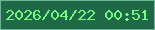 文字の大きさ：4、枠の色：6fb398、背景の色：1f6946、文字の色：73fb7f 無料ブログパーツのブログ時計