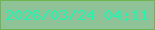 文字の大きさ：2、枠の色：6fb44f、背景の色：8fc296、文字の色：23f5b3 無料ブログパーツのブログ時計