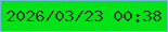 文字の大きさ：4、枠の色：6fbbd6、背景の色：04e218、文字の色：28401d 無料ブログパーツのブログ時計