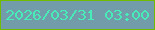 文字の大きさ：3、枠の色：6fbc03、背景の色：729caa、文字の色：47ecb8 無料ブログパーツのブログ時計