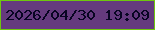 文字の大きさ：1、枠の色：6fc60e、背景の色：653a7e、文字の色：080523 無料ブログパーツのブログ時計