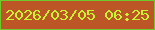 文字の大きさ：5、枠の色：6fc92c、背景の色：bc5626、文字の色：c8f530 無料ブログパーツのブログ時計