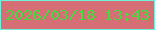 文字の大きさ：5、枠の色：6ff1db、背景の色：d56e75、文字の色：43db40 無料ブログパーツのブログ時計