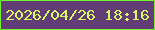文字の大きさ：1、枠の色：6ff42e、背景の色：623d75、文字の色：d6fa63 無料ブログパーツのブログ時計