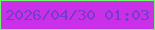 文字の大きさ：4、枠の色：6ff86c、背景の色：ca30e8、文字の色：753bcb 無料ブログパーツのブログ時計