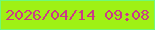 文字の大きさ：3、枠の色：6ff979、背景の色：9ff115、文字の色：cb3b86 無料ブログパーツのブログ時計