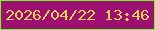 文字の大きさ：3、枠の色：6ffa24、背景の色：9d0f70、文字の色：dfd057 無料ブログパーツのブログ時計