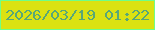 文字の大きさ：5、枠の色：6ffe88、背景の色：dbe212、文字の色：58a777 無料ブログパーツのブログ時計
