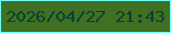 文字の大きさ：5、枠の色：6ffeff、背景の色：3f7023、文字の色：094131 無料ブログパーツのブログ時計