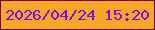 文字の大きさ：3、枠の色：70061b、背景の色：f5a725、文字の色：7e0bf0 無料ブログパーツのブログ時計