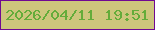 文字の大きさ：2、枠の色：700992、背景の色：cdc67c、文字の色：64ac3a 無料ブログパーツのブログ時計