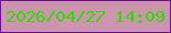 文字の大きさ：2、枠の色：700e96、背景の色：cd94ae、文字の色：30da04 無料ブログパーツのブログ時計
