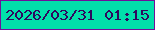 文字の大きさ：3、枠の色：70109a、背景の色：01e0aa、文字の色：2f075e 無料ブログパーツのブログ時計
