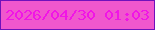 文字の大きさ：5、枠の色：7011bb、背景の色：f057cd、文字の色：f115e6 無料ブログパーツのブログ時計
