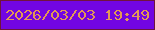 文字の大きさ：3、枠の色：70133e、背景の色：7205e2、文字の色：e39854 無料ブログパーツのブログ時計