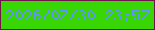 文字の大きさ：1、枠の色：70154c、背景の色：38d603、文字の色：6092f9 無料ブログパーツのブログ時計