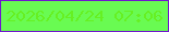 文字の大きさ：5、枠の色：7017ce、背景の色：69fb52、文字の色：66f023 無料ブログパーツのブログ時計
