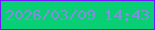 文字の大きさ：5、枠の色：7019fe、背景の色：08ce74、文字の色：848dde 無料ブログパーツのブログ時計