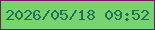 文字の大きさ：5、枠の色：701d51、背景の色：78d372、文字の色：206f57 無料ブログパーツのブログ時計