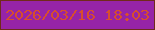 文字の大きさ：2、枠の色：702a1b、背景の色：9624a7、文字の色：d74e2d 無料ブログパーツのブログ時計