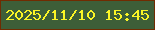 文字の大きさ：3、枠の色：702b01、背景の色：3d5e38、文字の色：fbf526 無料ブログパーツのブログ時計