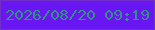 文字の大きさ：2、枠の色：702fc9、背景の色：6917f2、文字の色：319284 無料ブログパーツのブログ時計