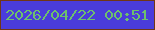 文字の大きさ：1、枠の色：703616、背景の色：4a3cdb、文字の色：6dc06c 無料ブログパーツのブログ時計