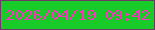 文字の大きさ：5、枠の色：703866、背景の色：19cb29、文字の色：fa32bb 無料ブログパーツのブログ時計