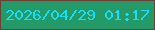文字の大きさ：4、枠の色：703e33、背景の色：249a68、文字の色：1adcf3 無料ブログパーツのブログ時計