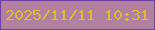 文字の大きさ：2、枠の色：7041a3、背景の色：b281a0、文字の色：dbba38 無料ブログパーツのブログ時計