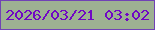 文字の大きさ：5、枠の色：7042b5、背景の色：9db192、文字の色：7007c4 無料ブログパーツのブログ時計