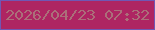 文字の大きさ：1、枠の色：7057b4、背景の色：ae2562、文字の色：ab6f79 無料ブログパーツのブログ時計