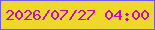文字の大きさ：5、枠の色：705aeb、背景の色：eed92b、文字の色：c80bbf 無料ブログパーツのブログ時計
