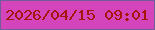 文字の大きさ：3、枠の色：705c98、背景の色：d445bb、文字の色：a51508 無料ブログパーツのブログ時計